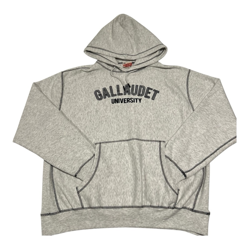 Vintage MV Sport Pro-Weave Gray Hoodie GALLAUDET UNIVERSITY Size‎ 2X